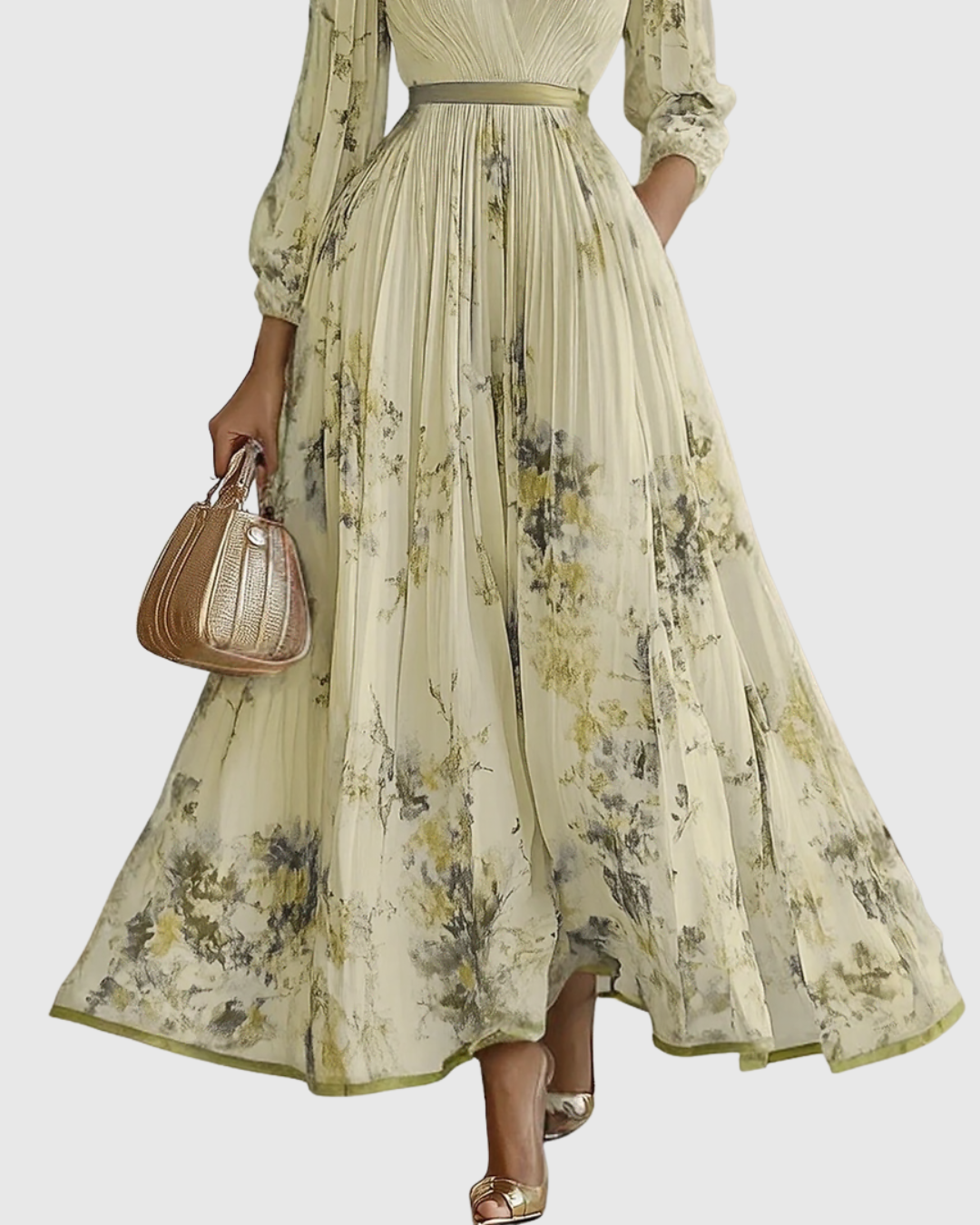Women's Elegant Wedding Guest Pleated Dress | Maxi