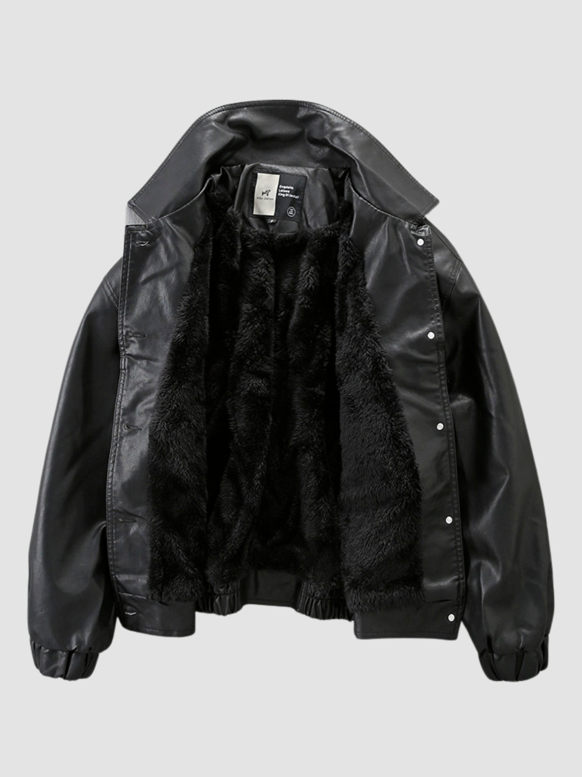 Men's Oversized Moto Black Jacket | Button Up