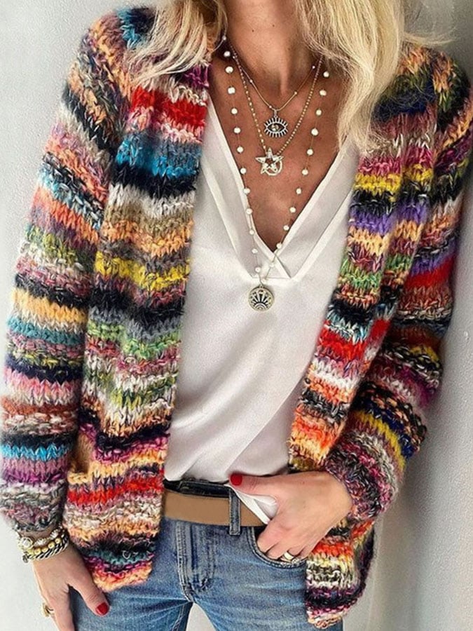 Women's Casual Space-Dye Cardigan | Open-Front