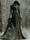 Women's Long Sleeve Cape Green Maxi Dress | Halloween