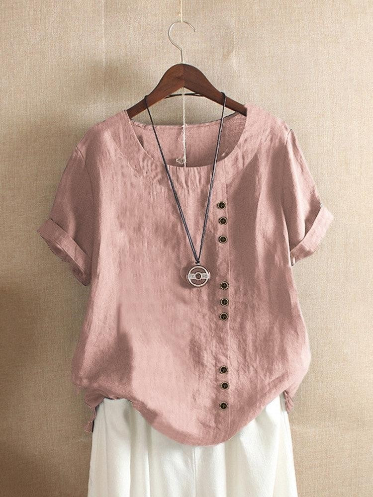 Women's Casual Round Neck Blouse | Short Sleeves