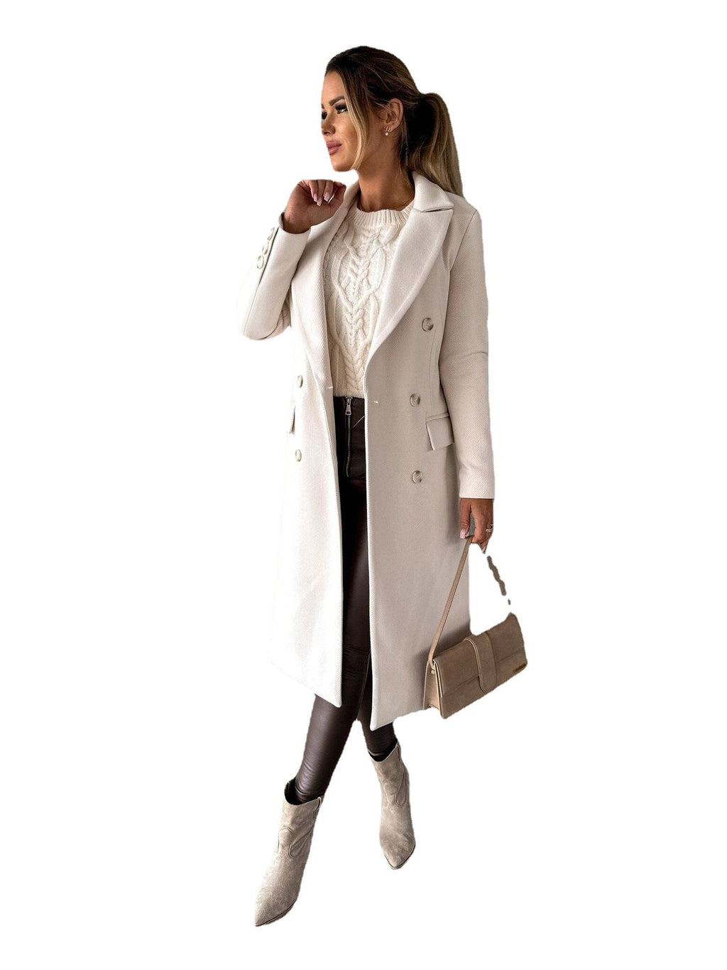 Women's Elegant Double-Breasted Coat | Longline