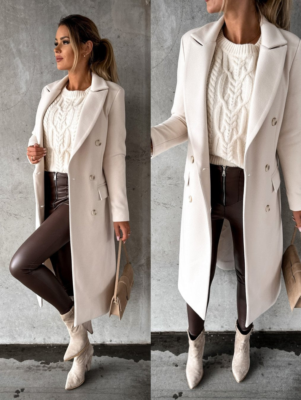 Women's Elegant Double-Breasted Coat | Longline