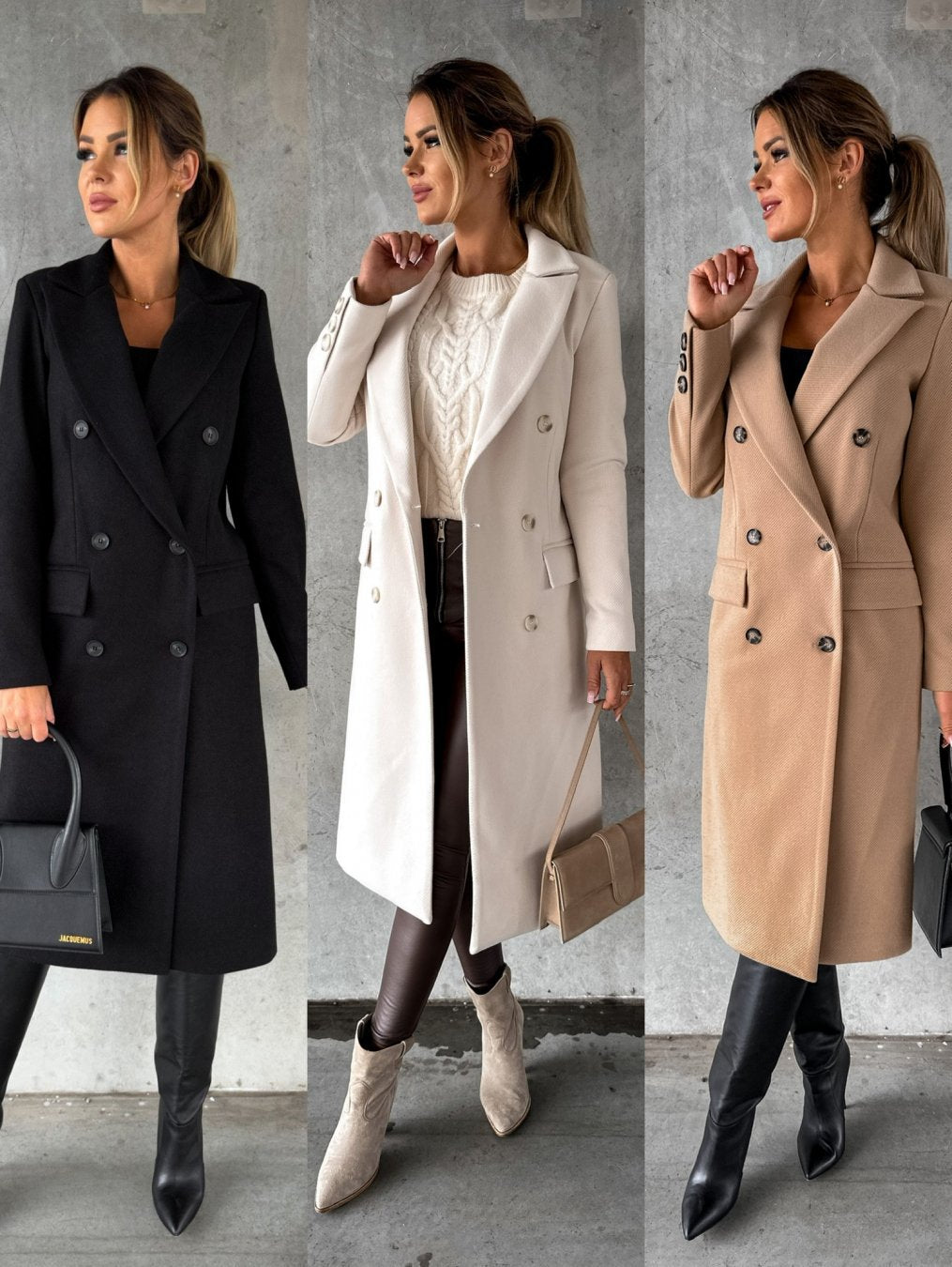 Women's Elegant Double-Breasted Coat | Longline