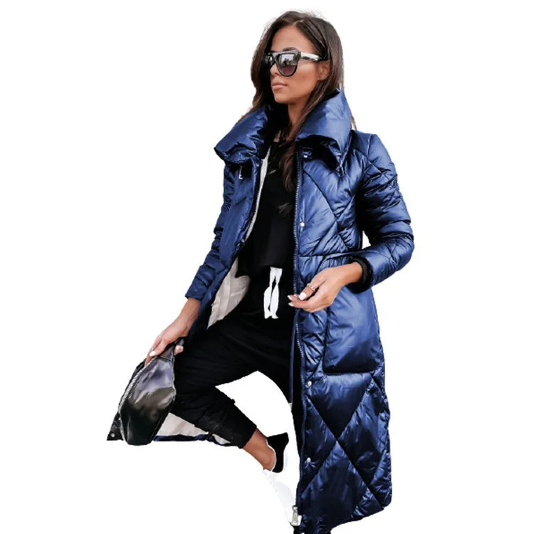 Women's Stylish Diamond-Quilted Puffer Coat | Longline