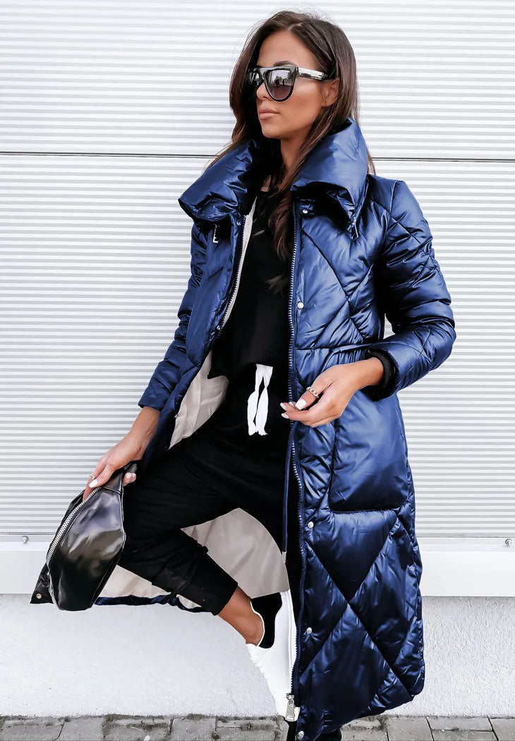 Women's Stylish Diamond-Quilted Puffer Coat | Longline