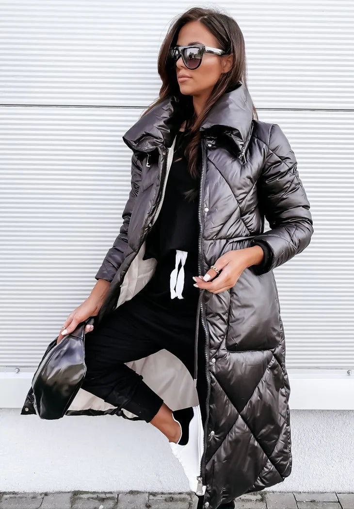 Women's Stylish Diamond-Quilted Puffer Coat | Longline