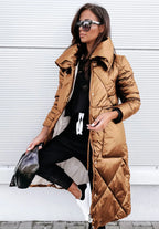 Women's Stylish Diamond-Quilted Puffer Coat | Longline