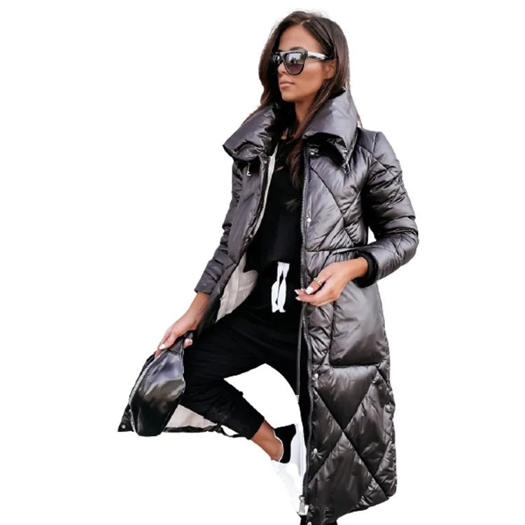 Women's Stylish Diamond-Quilted Puffer Coat | Longline