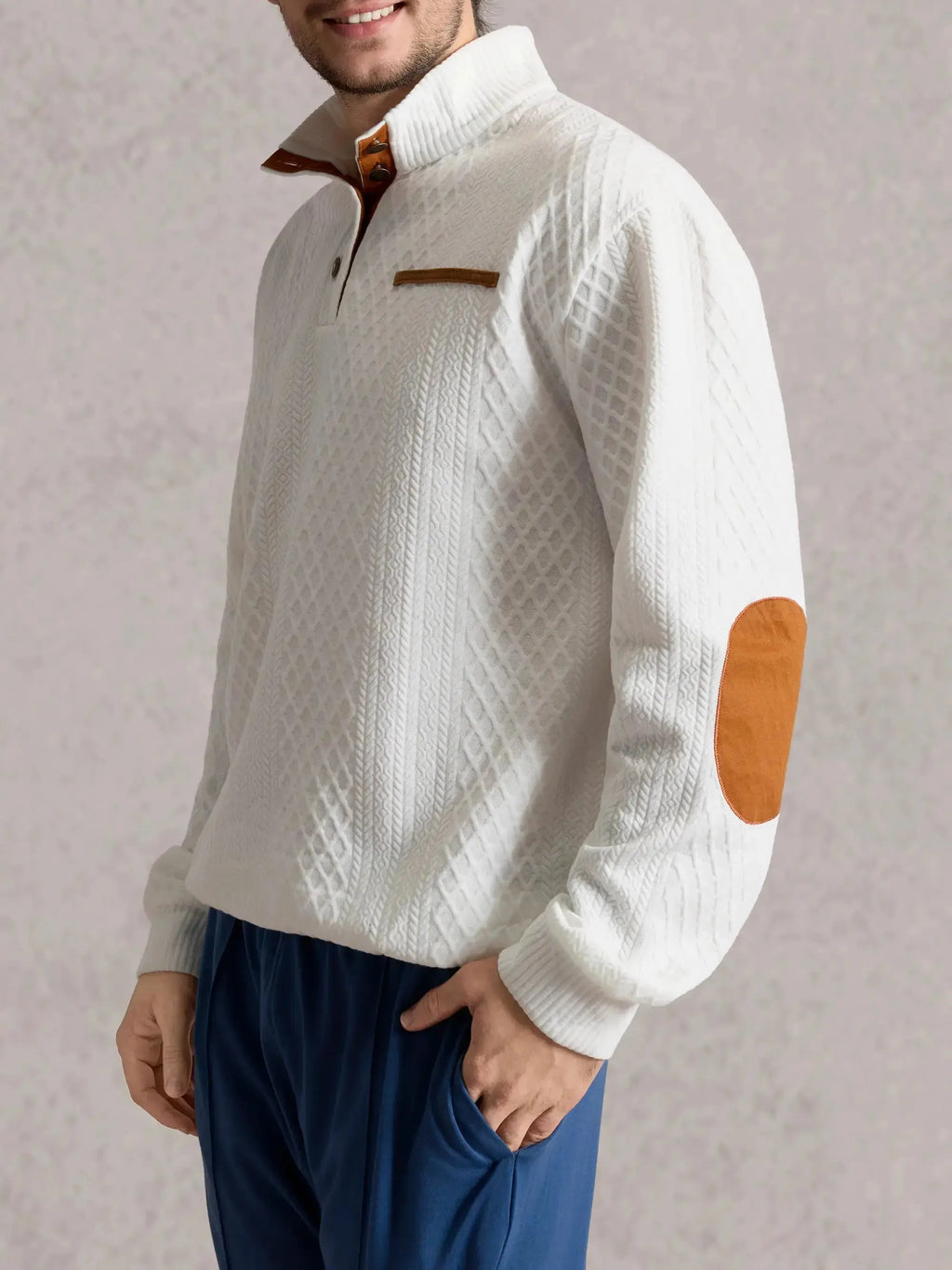 Men's Long Sleeve Winter Knit Sweater | Mock Neck