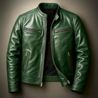 Men's Zip-Up Biker Jacket | Stand Collar