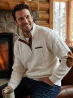 Men's Long Sleeve Winter Knit Sweater | Mock Neck