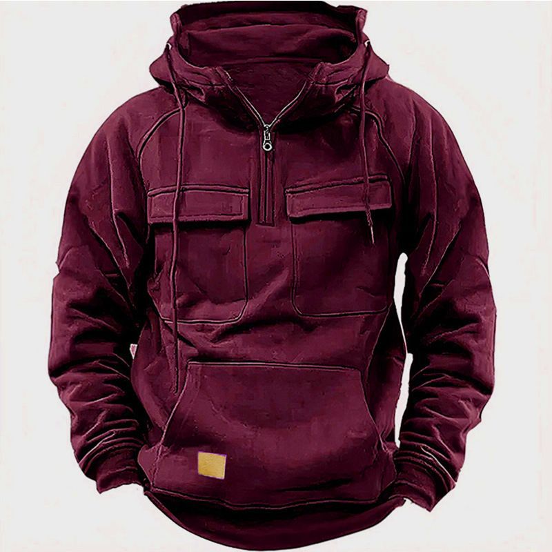 Men's Casual Half-Zip Hoodie | Funnel-Neck