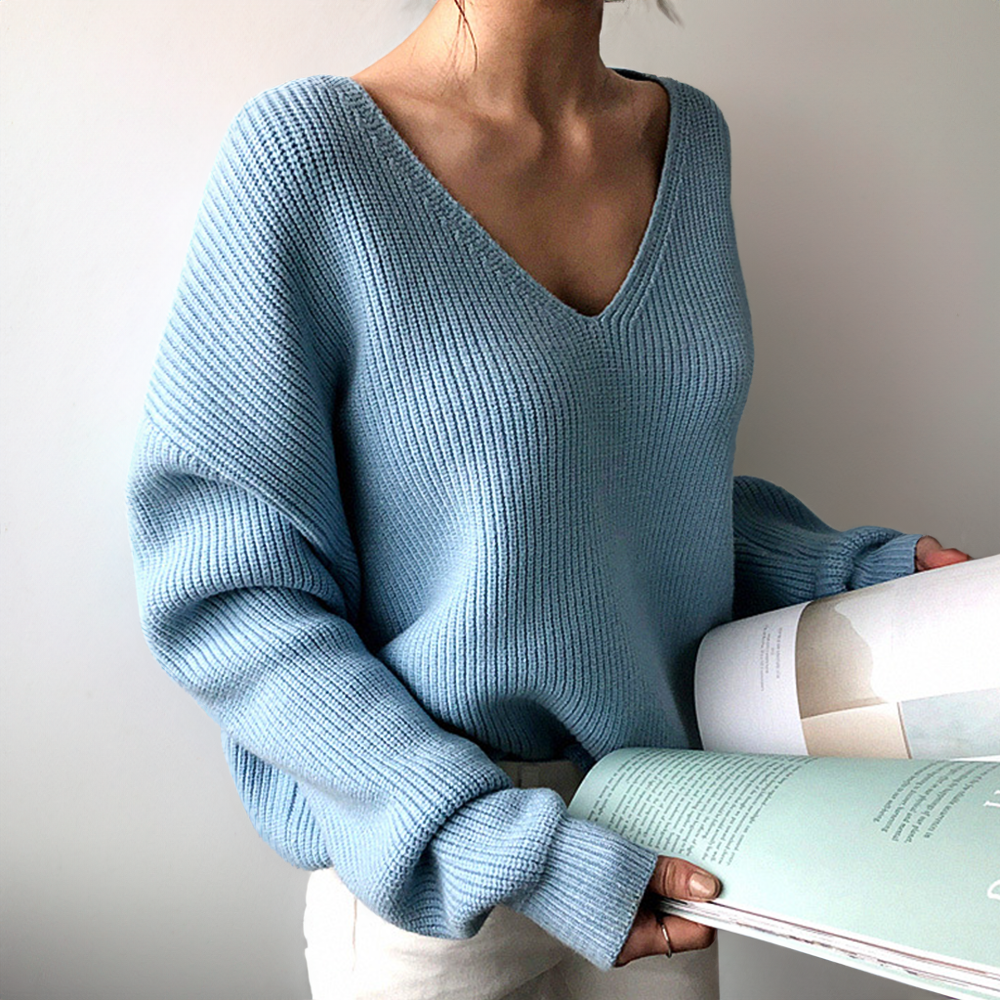 Women's Ribbed V-Neck Knit Sweater | Casual