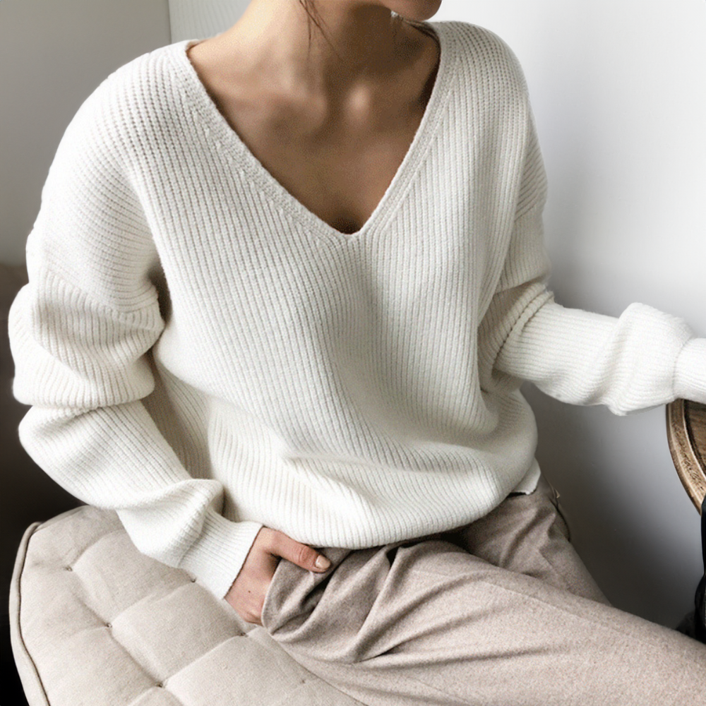 Women's Ribbed V-Neck Knit Sweater | Casual