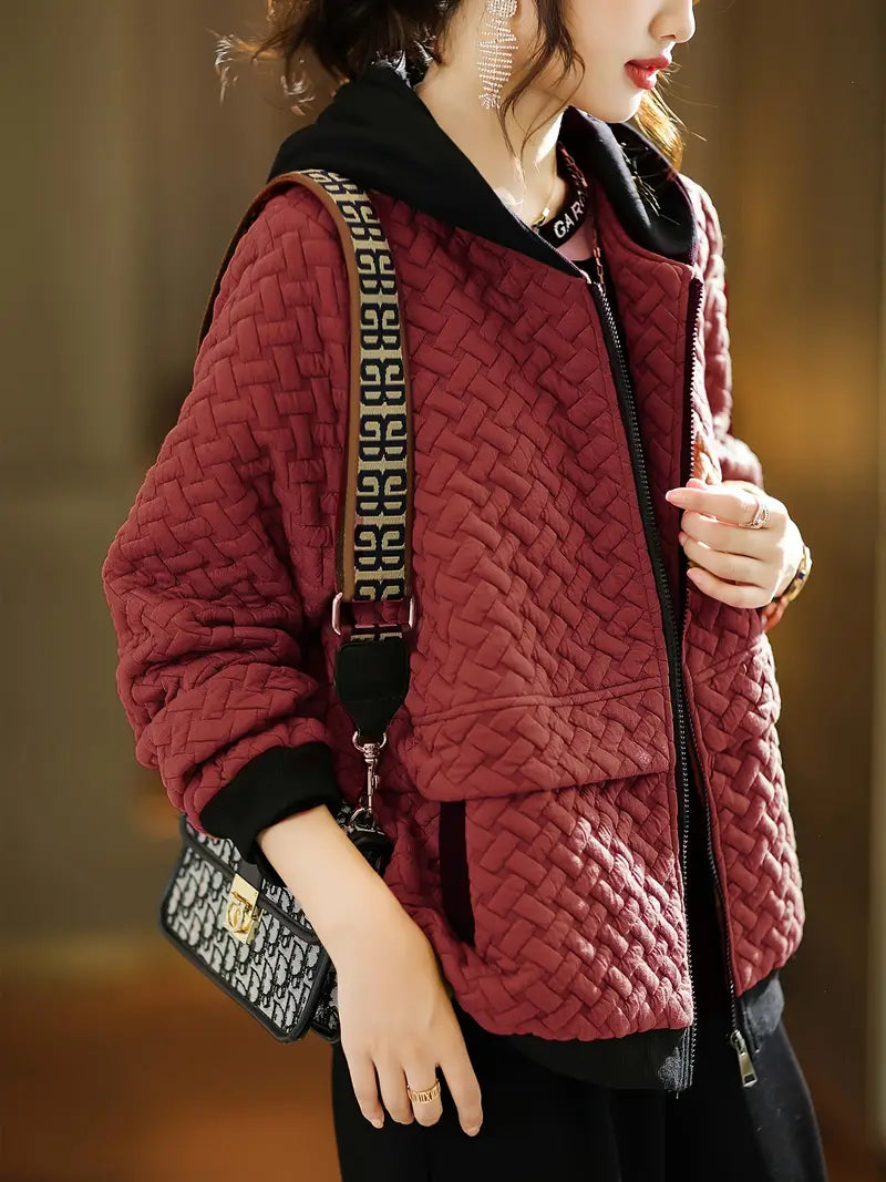 Women's Quilted Zip Up Winter Jacket | Hooded