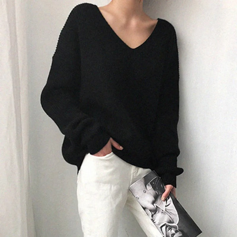 Women's Ribbed V-Neck Knit Sweater | Casual