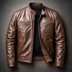 Men's Zip-Up Biker Jacket | Stand Collar