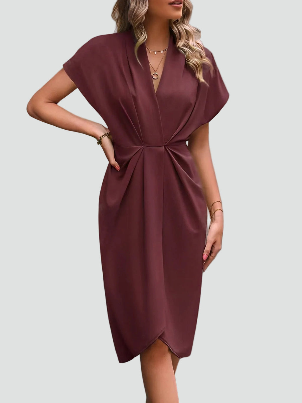 Women's Elegant Wrap Cocktail Dress | Midi