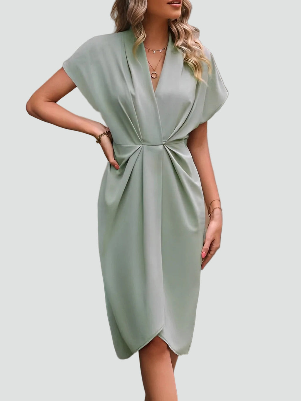 Women's Elegant Wrap Cocktail Dress | Midi