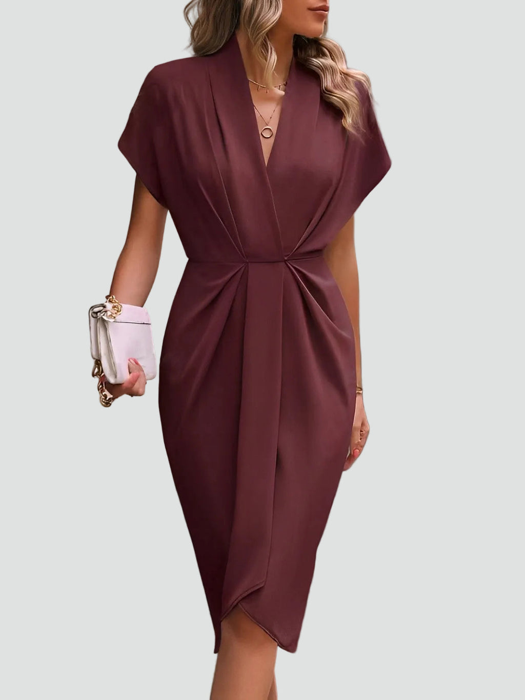 Women's Elegant Wrap Cocktail Dress | Midi