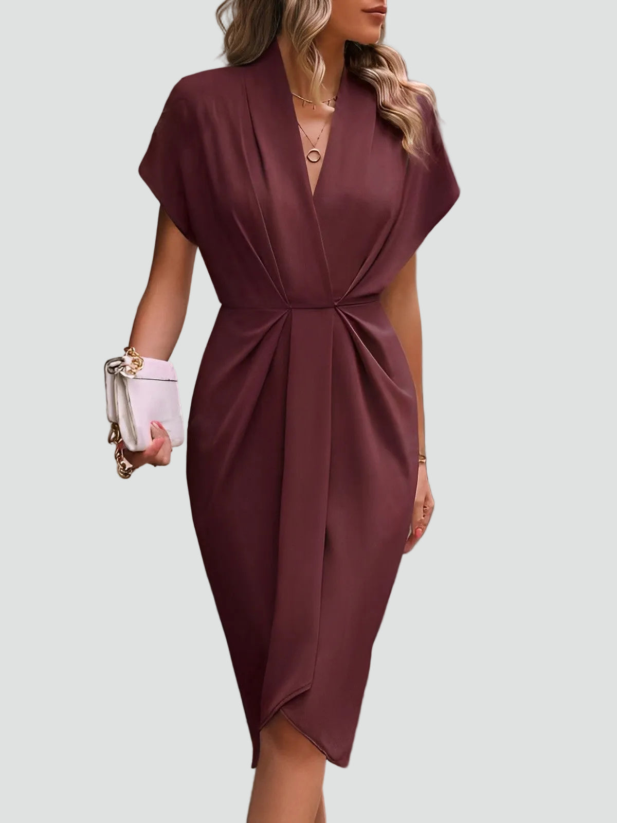 Women's Elegant Wrap Cocktail Dress | Midi