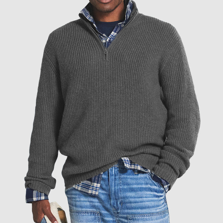 Men’s Ribbed Quarter Zip Sweater | Regular Fit
