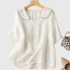 Women's Vintage Elegant Collared Blouse | Short Sleeves