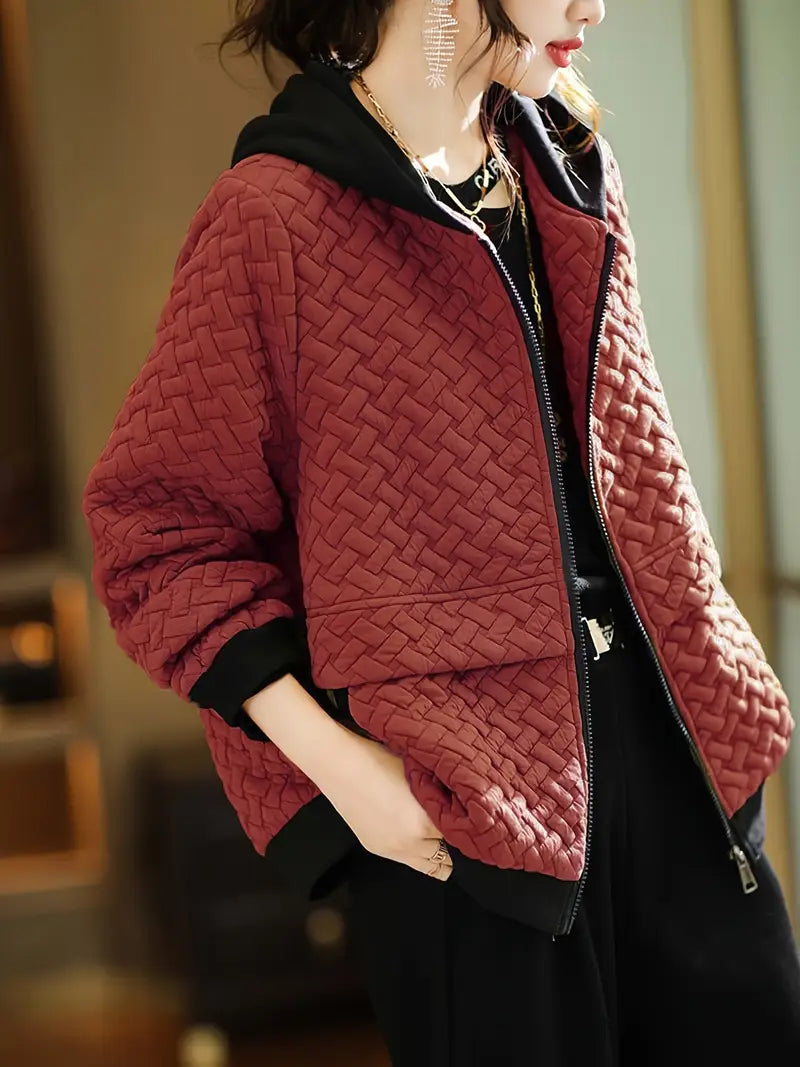 Women's Quilted Zip Up Winter Jacket | Hooded