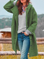 Women's Winter Button Long Coat | Hooded