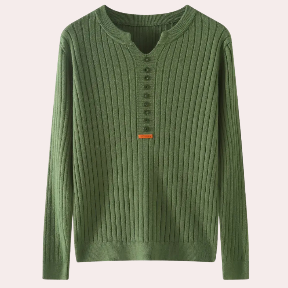 Women’s Casual Ribbed Knit Sweater | Button Placket
