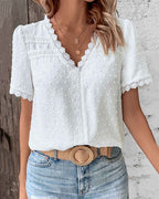 Women's Stylish V-Neck Blouse | Short Sleeves