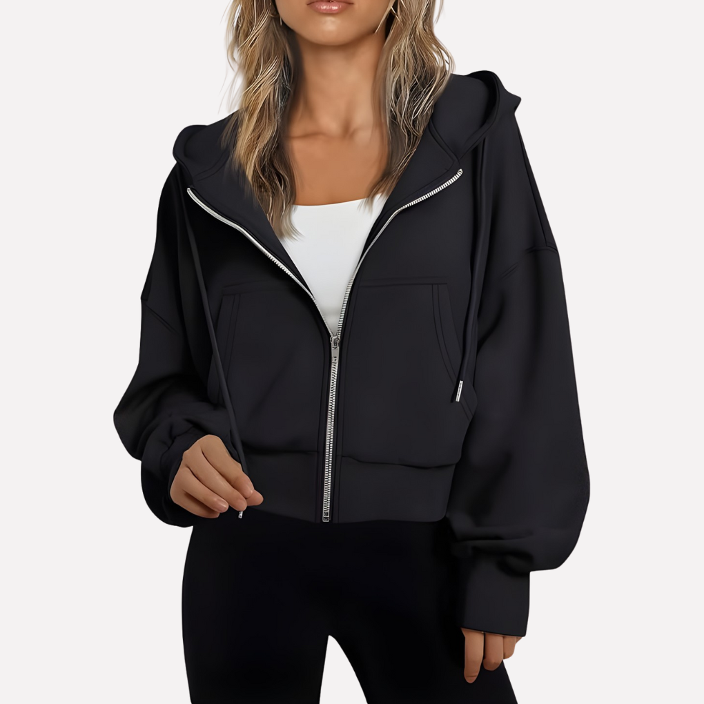 Women's Cropped Zip Up Hoodie | Oversized