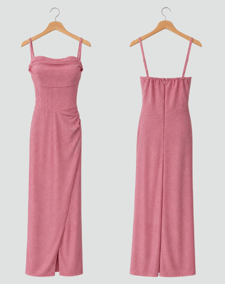 Women's Glitter Evening Dress | Thigh Slit