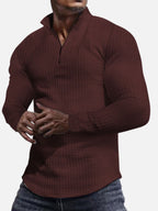 Men's Long Sleeve Quarter Zip Knit Sweater | Mock Neck
