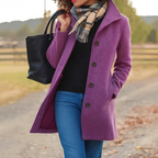 Women's Long Pockets Winter Coat | Button