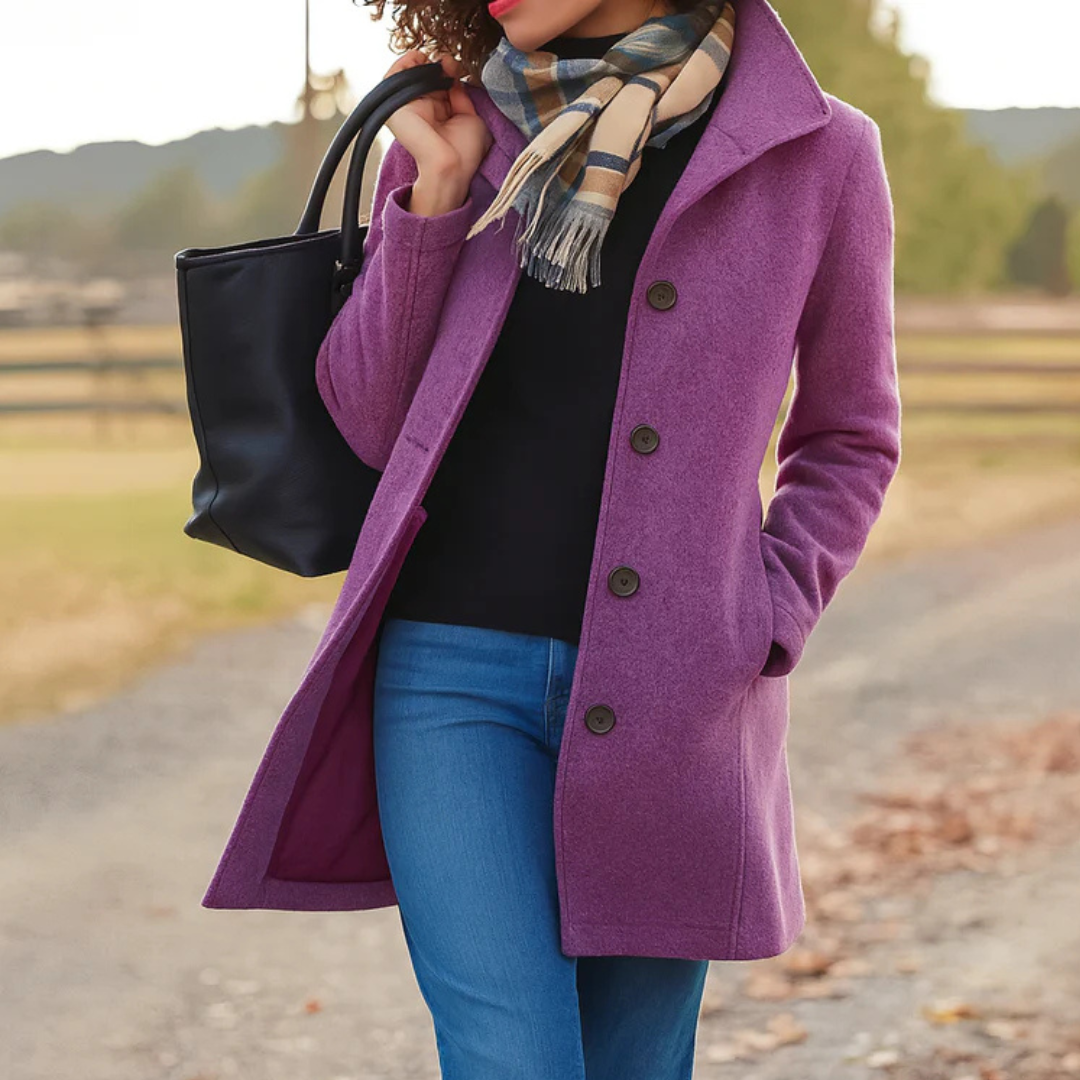 Women's Long Pockets Winter Coat | Button