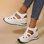 Women's Casual Cutout Platform Sandals | Hook and Loop Strap