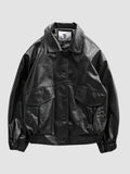 Men's Oversized Moto Black Jacket | Button Up