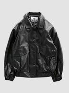 Men's Oversized Moto Black Jacket | Button Up