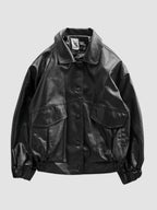 Men's Oversized Moto Black Jacket | Button Up