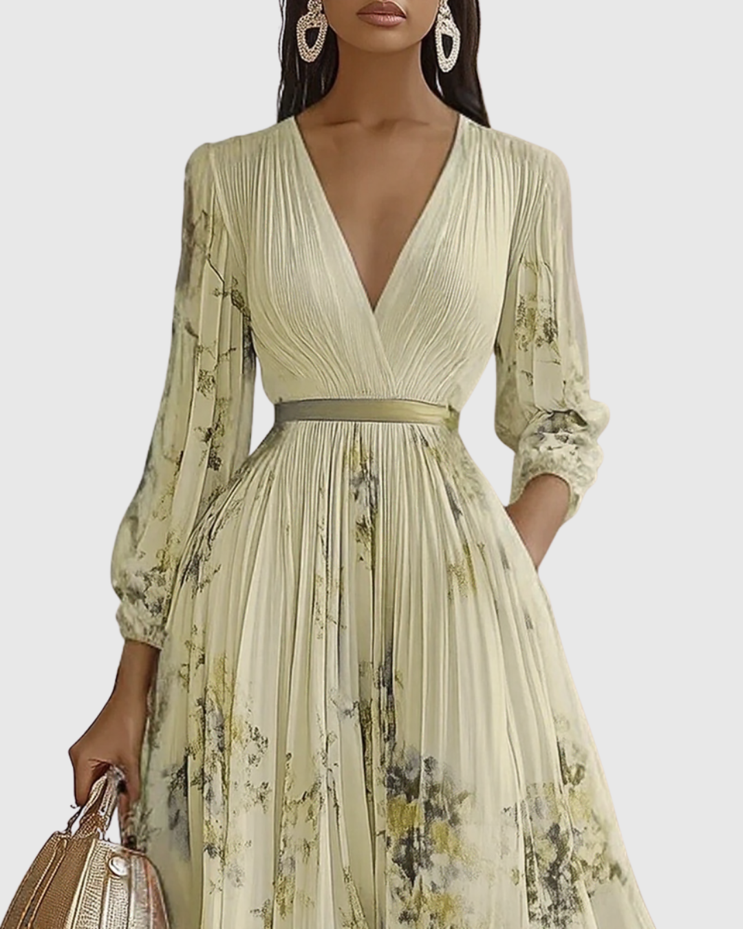 Women's Elegant Wedding Guest Pleated Dress | Maxi