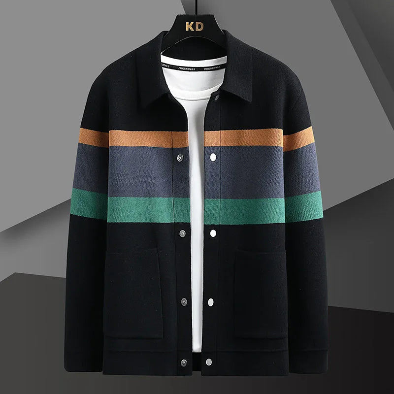 Men's Collar Knit Winter Jacket | Button Up