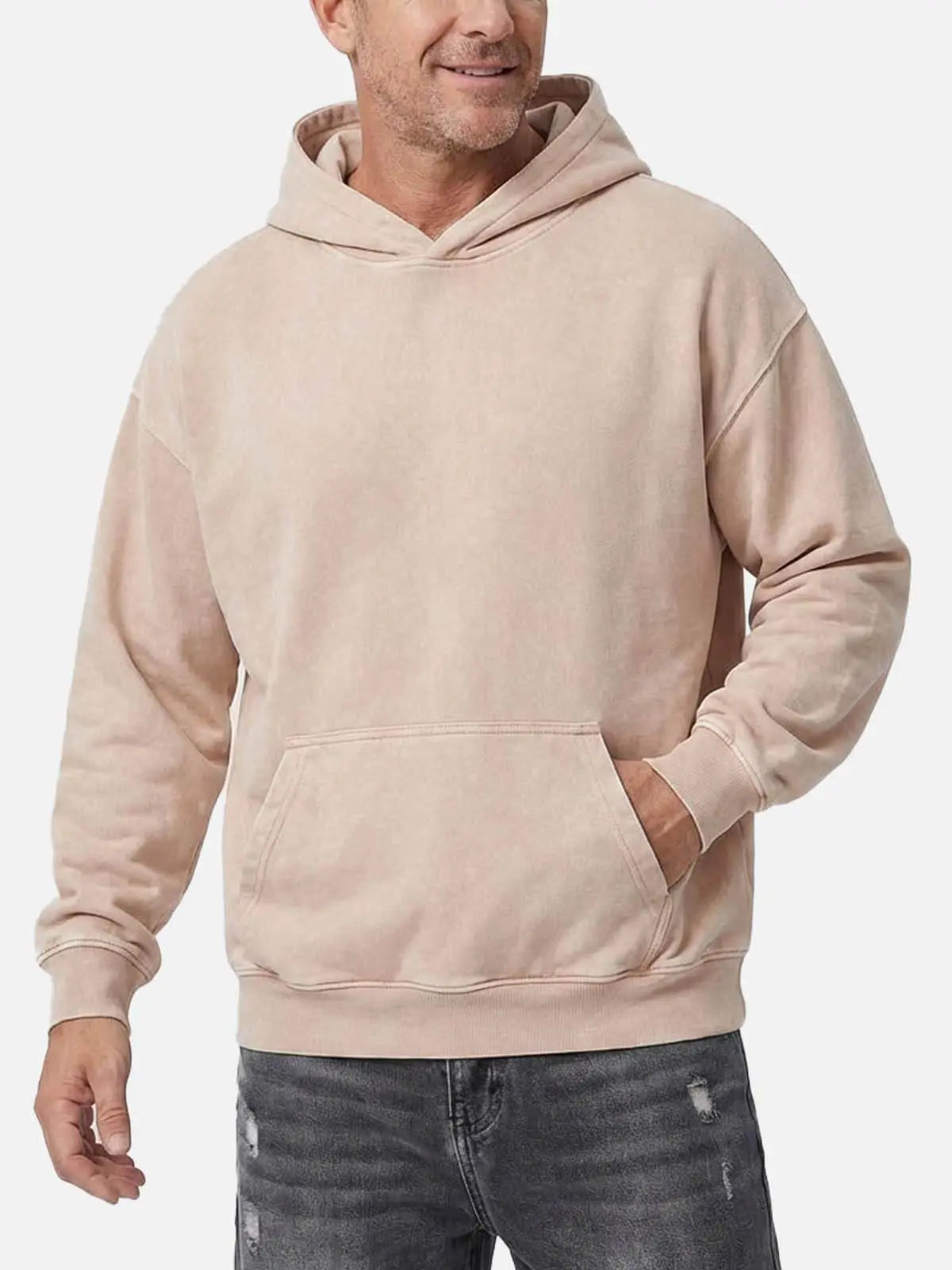 Men's Streetwear Washed Winter Hoodie | Plain