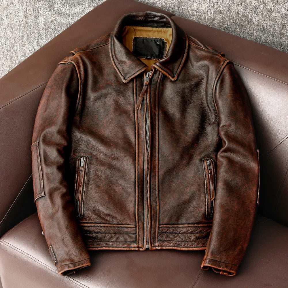 Men's Streetwear Collared Distressed Jacket | Zip Up