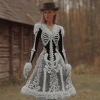 Women's V-Neck Long Sleeve Midi Dress | Halloween