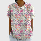 Women's Vintage Floral Peter Pan Collared Blouse | Short Sleeves