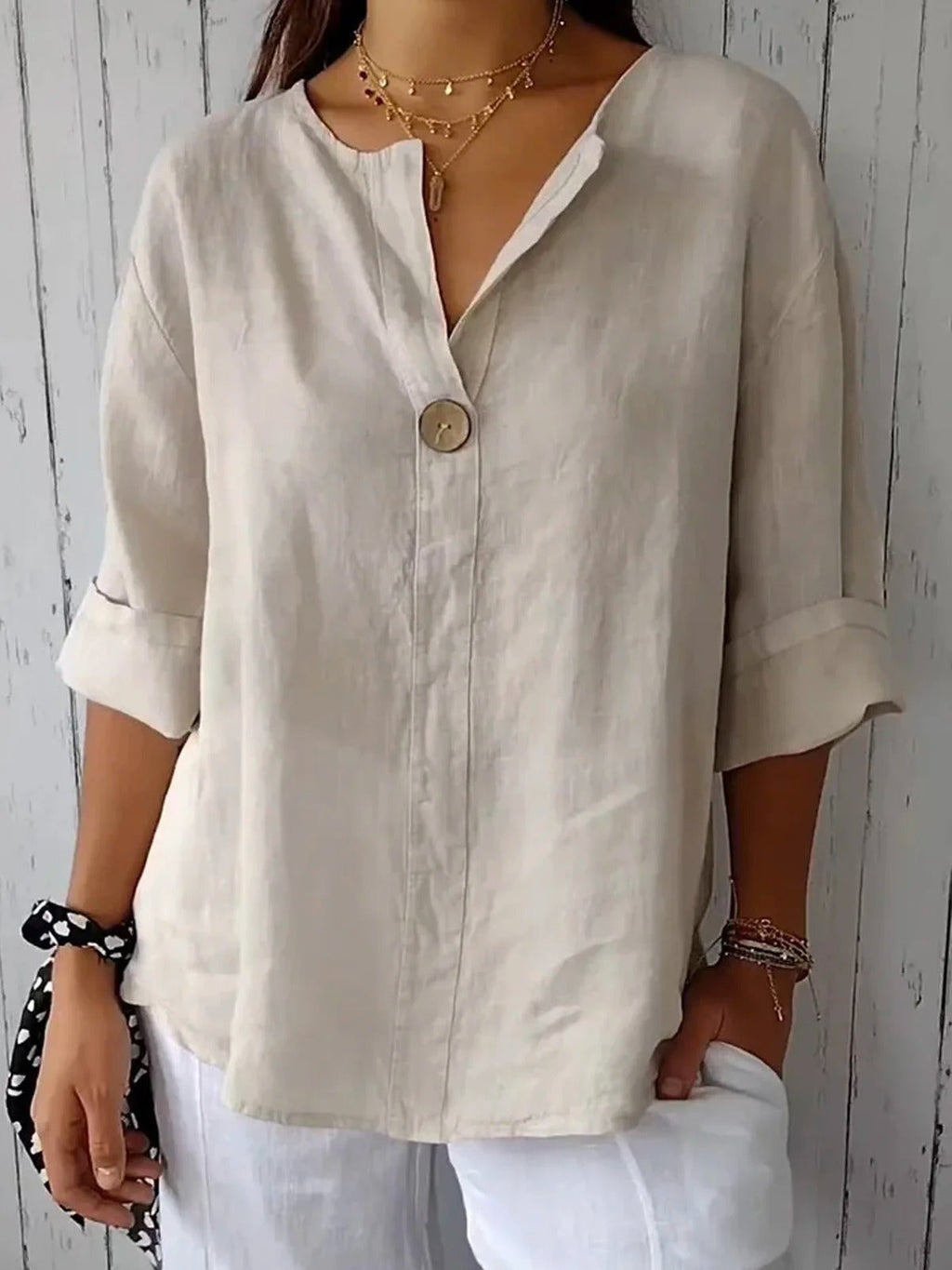 Women's Split Neck 3/4 Sleeves Blouse | Casual