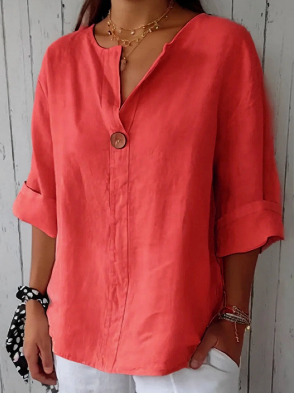 Women's Split Neck 3/4 Sleeves Blouse | Casual