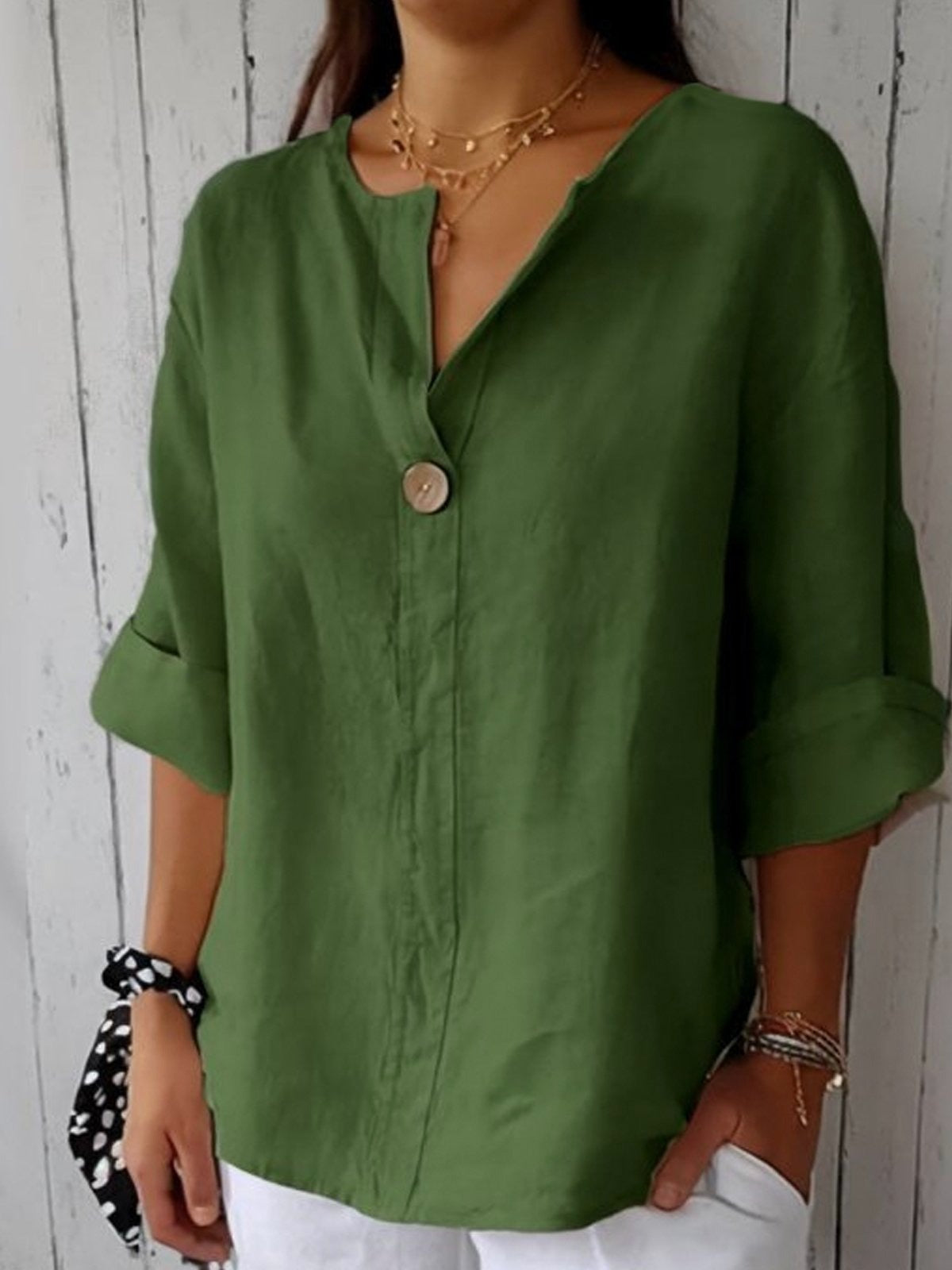 Women's Split Neck 3/4 Sleeves Blouse | Casual